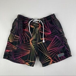 Ocean Blue Swim Trunks Boys Large Black Pink